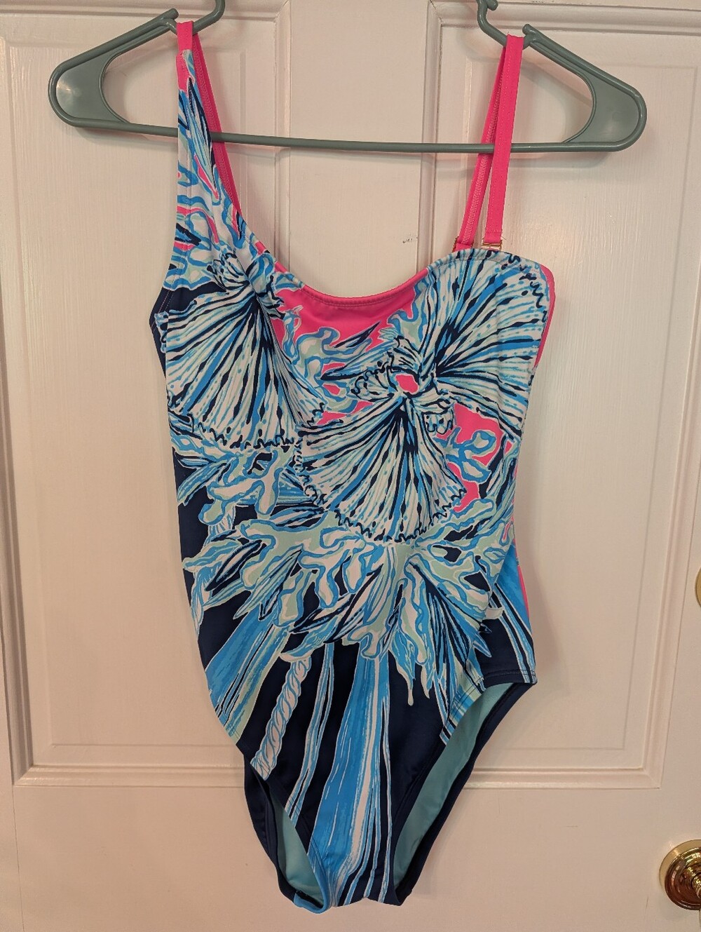 NWOT Lilly Pulitzer Larue Deep Sea Navy Hooked On A Feeling one piece Swimsuit 0